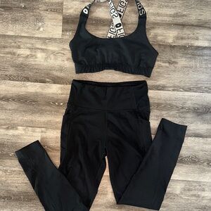 FIGS Black Sports Bra and Leggings Set